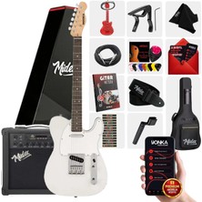 Midex TLX-50WH-25AMP Tele Kasa Gül Klavye 2 Single-Coil 25 W Amfili Elektro Gitar