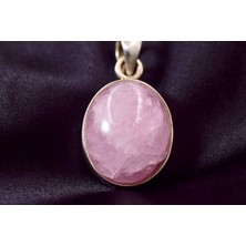 Doğaltaş Pembe Kuvars Gümüş Kolye