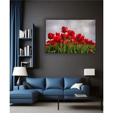 Çiçek Temalı Dekoratif Cam Tablo