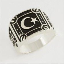 Renklime Ay Yıldız Metal Erkek Yüzük