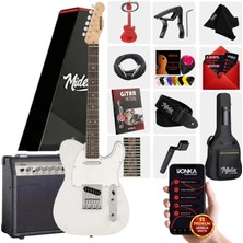 Midex TLX-50WH-30AMP Tele Kasa Gül Klavye 2 Single-Coil 30W Amfili Elektro Gitar