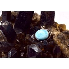 Doğaltaş Larimar Alpaga Gümüş Kolye