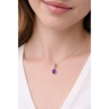 Doğaltaş Ametist Gümüş Kolye (Pozitif Enerji & Nazardan Korunma)