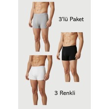 Balkonda Erkek Boxer Cotton 3'lü Paket 3 Renkli Likralı Şort Slim Fit - Ceylanoğlu