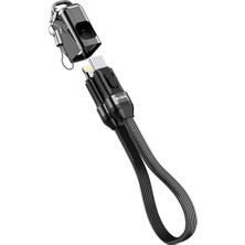 Skygo Armor CL-020 30W 20 cm Type-C To Lightning Pd Örgülü Metal Başlıklı Siyah Hızlı Şarj Kablosu