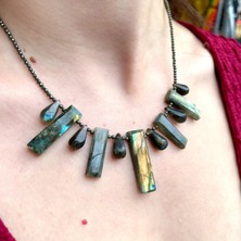 Doğaltaş Labradorit & Pirit – Özel Tasarım Kolye