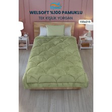 Uysal Yorgan Welsoft Akfil Midye Desen Tek Kişilik Yorgan YEŞİL