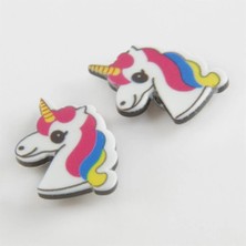 Renklime Unicorn Mıknatıslı Plastik Çocuk Küpesi