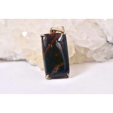 Doğaltaş Kan Taşı Gümüş Kolye