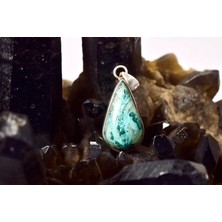 Doğaltaş Turkuaz-Firuze Gümüş Kolye