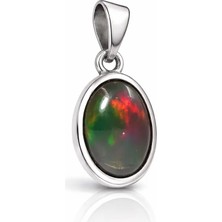 Doğaltaş Gümüş Opal Kolye – Işıltılı Renk Oyunları ve Zarif Şıklık