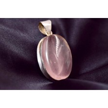 Doğaltaş Pembe Kuvars Gümüş Kolye