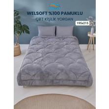 Uysal Yorgan Welsoft Akfil Midye Desen Çift Kişilik Yorgan ANTRASİT