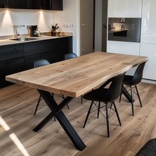 BRK Design Doğal Ahşap Çok Amaçlı Masa – Yemek, Çalışma ve Ofis Masası