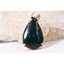 Doğaltaş Kan Taşı Gümüş Kolye