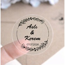 Kişiye Özel Kına-Nişan-Söz-Nikah-Düğün Etiketi-Özel Kesim Siyah Şeffaf Sticker 100 Adet
