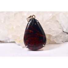 Doğaltaş Kan Taşı Gümüş Kolye