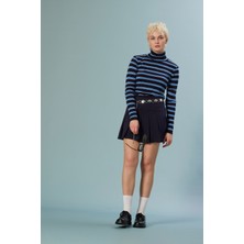 Nisan Triko Çizgili Balıkçı Yaka Kazak