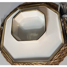 Aron Lüks Gold Kenarlı Sekizgen Porselen 6'lı Arabaşı Seti