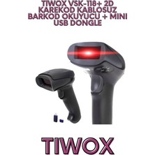 TIWOX VSK-118+ 2D KAREKOD KABLOSUZ BARKOD OKUYUCU + MINI USB DONG