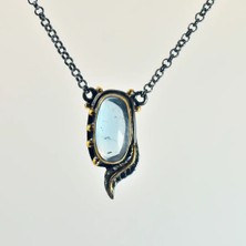 Doğaltaş Mavi Topaz Taşı Gümüş Kolye (Özel Seri)