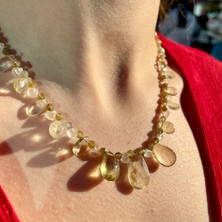 Doğaltaş Ay Taşı, Labradorit & Sitrin – Koruma ve Bereket Için Özel Tasarım Kolye