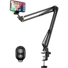 Skygo Smayling 360° Ayarlanabilir Masaüstü Üst Çekim Telefon Standı – Süspansiyon Kollu Kol – Canlı Yayın, Yemek Çekimi, Üstten Çekim, Youtuber & Yayıncı Için – Bluetooth Kumandalı