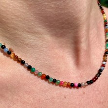 Doğaltaş Akik Kolye Renkli