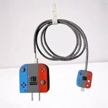 Skygo 18W-20W Şarj Adaptörü ile Uyumlu Switch Tasarımlı Şarj Başlığı ve Şarj Kablo Koruyucu Set – Renkli