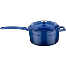 Skygo Döküm Yuvarlak Sos Tenceresi Metal Saplı 16 Cm, Mavi