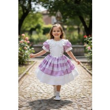 Gala Stil Gala Dantelli Kısa Kol Kız Çocuk Elbise