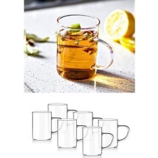 Skygo ® Borosilikat 6 Adet Lüx Ince Ateşe Dayanıklı Borosilikat Cam Kupa Bardak 6'lı Kupa Bardak Seti, QC-O4063