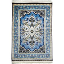 Kilim Co. Klasik Desenli Mavi Renk Bambu Halı