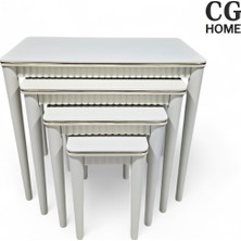 Cg Home Sehpa Gold Kenar Detaylı 4’lü Zigon Sehpa – Modern Dekoratif Iç Içe Sehpa Seti