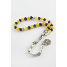 Renklime Sarı Lacivert Ceyt Doğaltaş Tesbih 6 mm