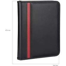 Skygo 2k 5280 Ajanda Tarihsiz Kareli Deri Fermuarlı 4 Halka Mekanizmalı Hesap Makineli Organizer, Siyah, 21X27 Cm.