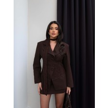 Esra Helvacı Tül Şallı Dantel Korsajlı Ceket Etek Takım