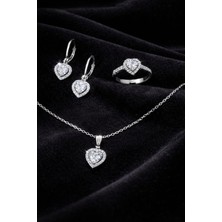 Melisa Takı & Aksesuar 316L Çelik Gümüş Renk Beyaz Taşlı Set