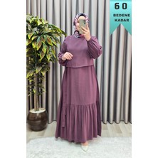 Elmas Tesettür Kadın Giyim Büyük Beden Cubra Kumaş Kuş Gözü Model Boydan Elbise