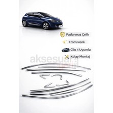 Carlone Renault Clio 4 Krom Cam Çıtası Çerçevesi Tam Tur Paslanmaz Çelik