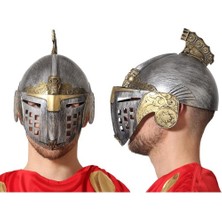 Ett Gümüş Üzeri Altın Renk Oynar Başlıklı Romalı Bizans Kaskı Miğferi 25X20 cm