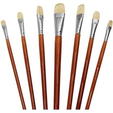 Skygo Profesyonel Domuz Kılı Kahverengi Yağlı Boya Fırçası Seti, 7 Parça Uzun Ahşap Saplı Doğal Kıl Akrilik Boya Fırçası, Yağlı ve Guaj Boyama Için Harika