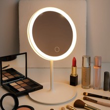 Dokunmatik LED Işıklı Yuvarlak Makyaj Aynası USB'li Masa Üstü Makyaj Aynası
