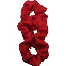 Skygo Sipariş Vakti Saten Saç Tokası Scrunchie Toka 3 Adet (Kırmızı5)