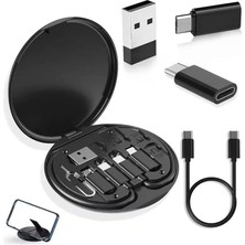 Skygo 60W Destekli 5'i 1 Arada Seyahat Kablo Seti – USB Type-C, Micro USB Şarj Kablosu ve Dönüştürücü Adaptörlü Mini Kablo Kutusu, Kompakt Seyahat Kiti