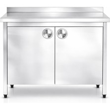 Krom Çalışma Tezgahı, Dolaplı, Çarpma Kapılı, Krom, Paslanmaz