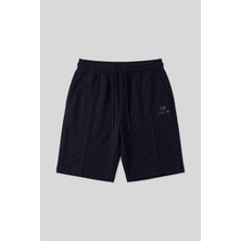 TOMMY LIFE Lacivert Oversize Fit Basic Ön Dikiş Detaylı Erkek Şort - 81283