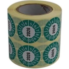 Skygo Hazır Al Hızlı Al Tarih Seçme Etiketi 30MM x 30MM Ruloda 1000 Adet (Yeşil, 2026)