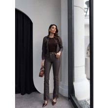 Esra Helvacı Denim Fermuarlı Ceket Pantolon Takım