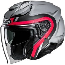 Hjc F31 Bask MC1SF Yarım Motosiklet Kaskı Gri Kırmızı